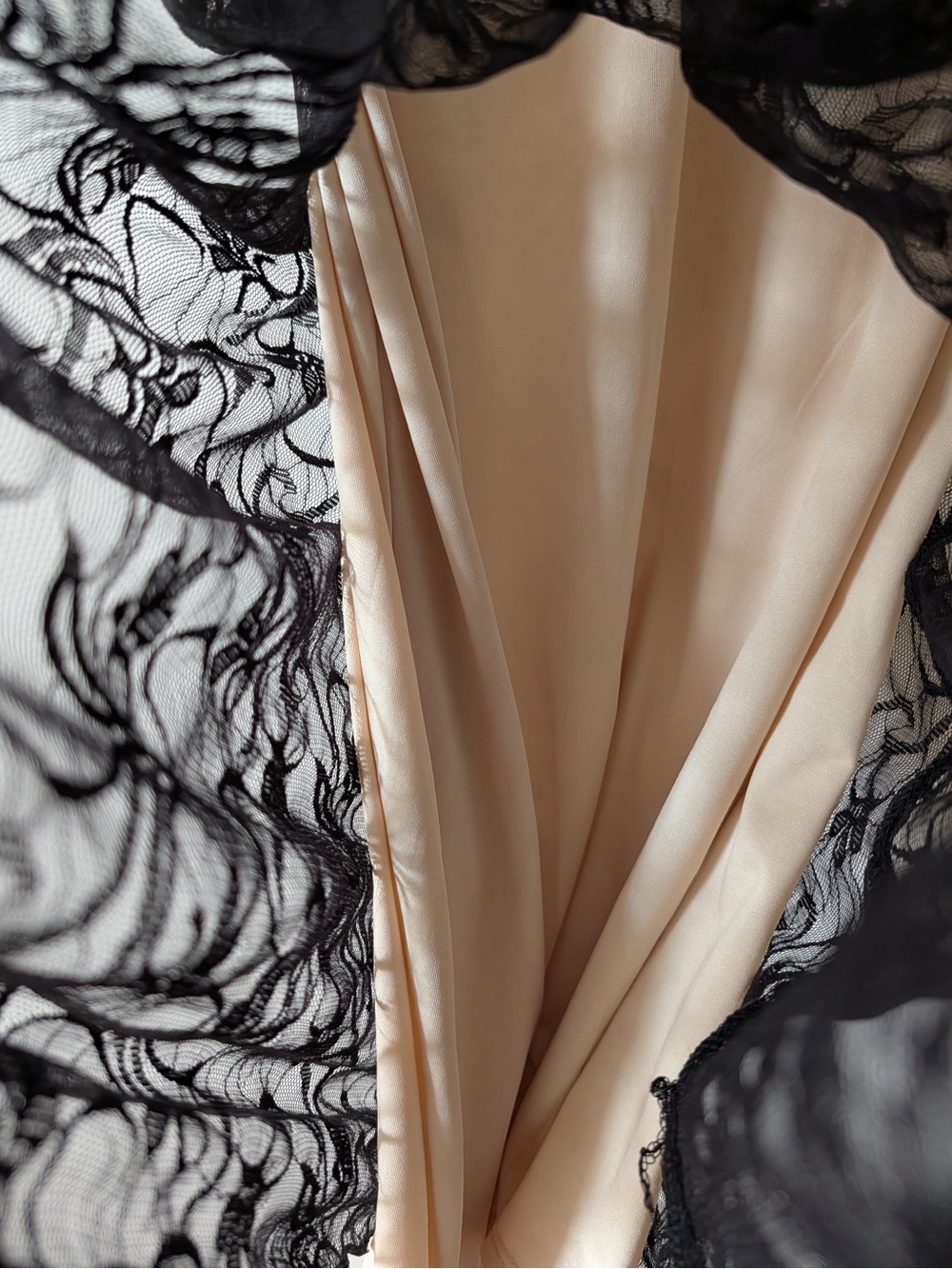 Max Studio Black Lace Overlay Nude/Tan Chemise Slip - Picture 6 of 7